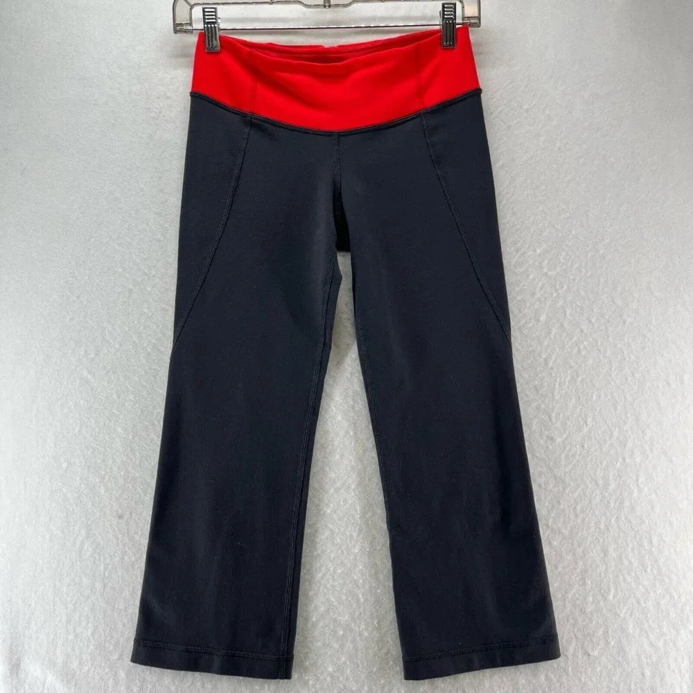 Lululemon Pants Womens Size 4 Gather & Crow Crop Athletic Workout Yoga Black Red